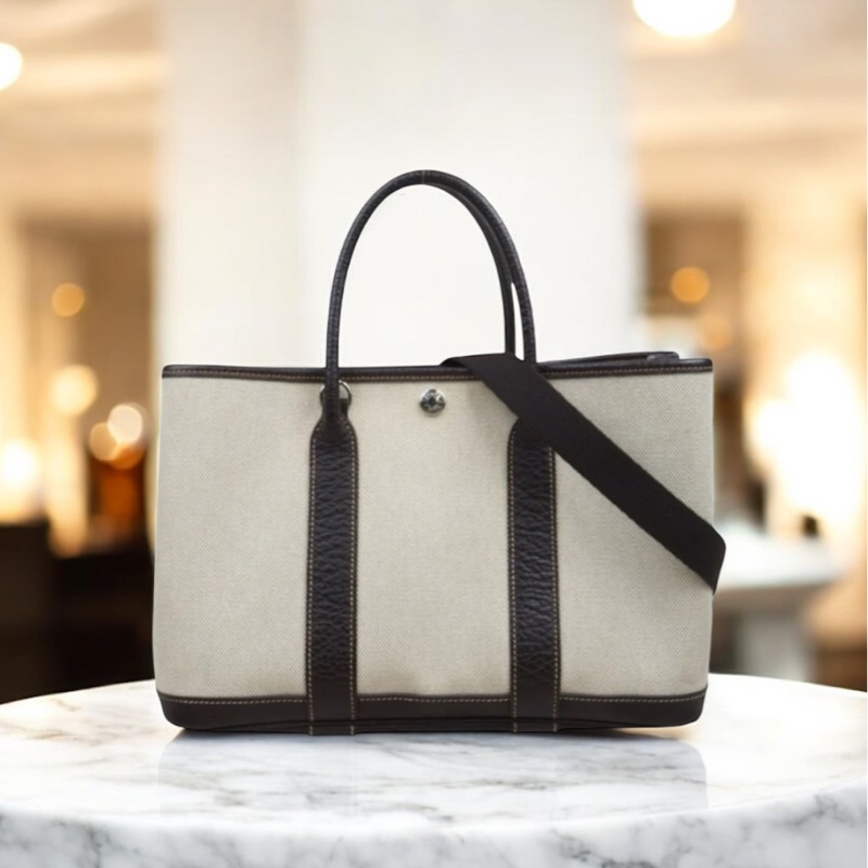 「JL精品代購」 97新 Hermes 愛馬仕 party garden 花園包附肩背帶-0