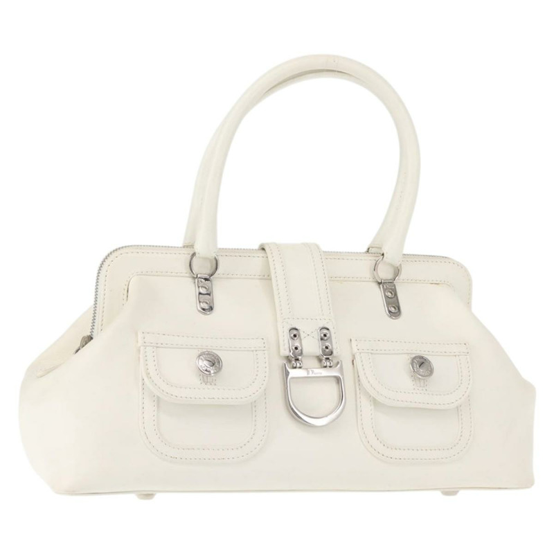 【日本直送】Christian Dior 手提包 皮革 白色 銀色 正品 144303-0