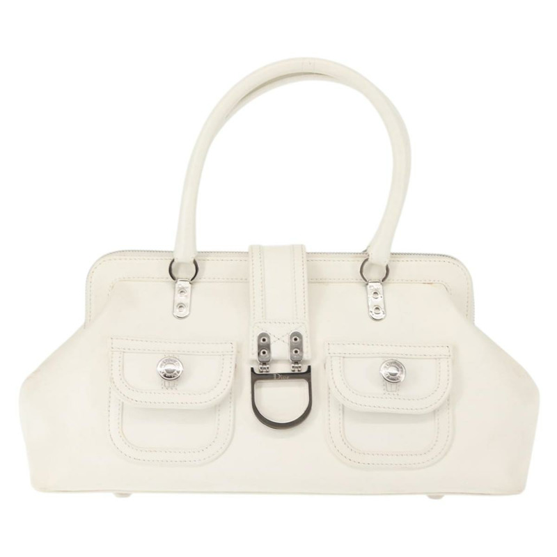 【日本直送】Christian Dior 手提包 皮革 白色 銀色 正品 144303-1