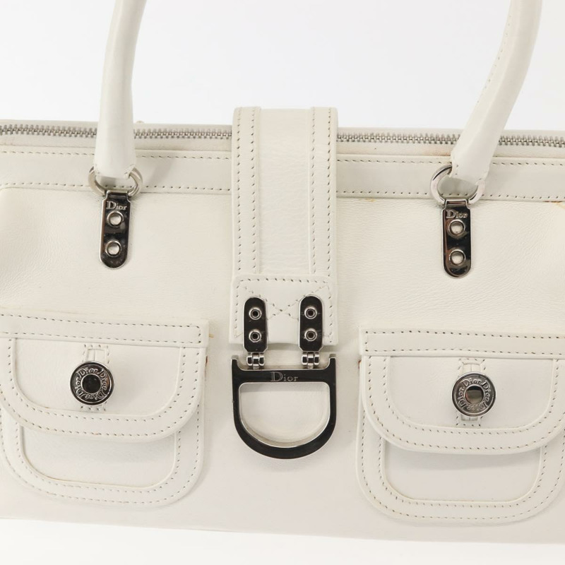 【日本直送】Christian Dior 手提包 皮革 白色 銀色 正品 144303-14