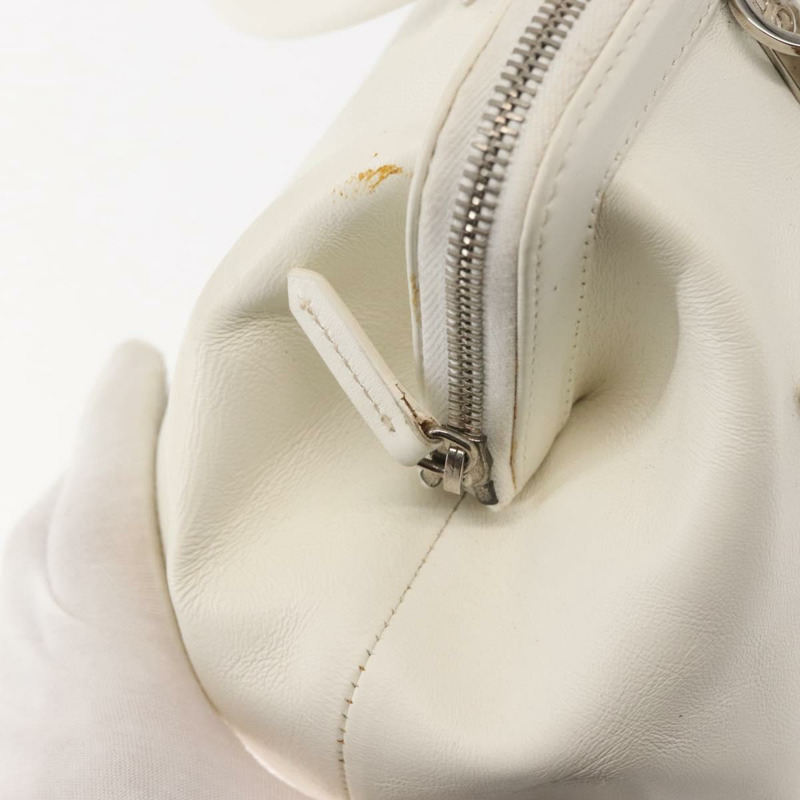 【日本直送】Christian Dior 手提包 皮革 白色 銀色 正品 144303-15