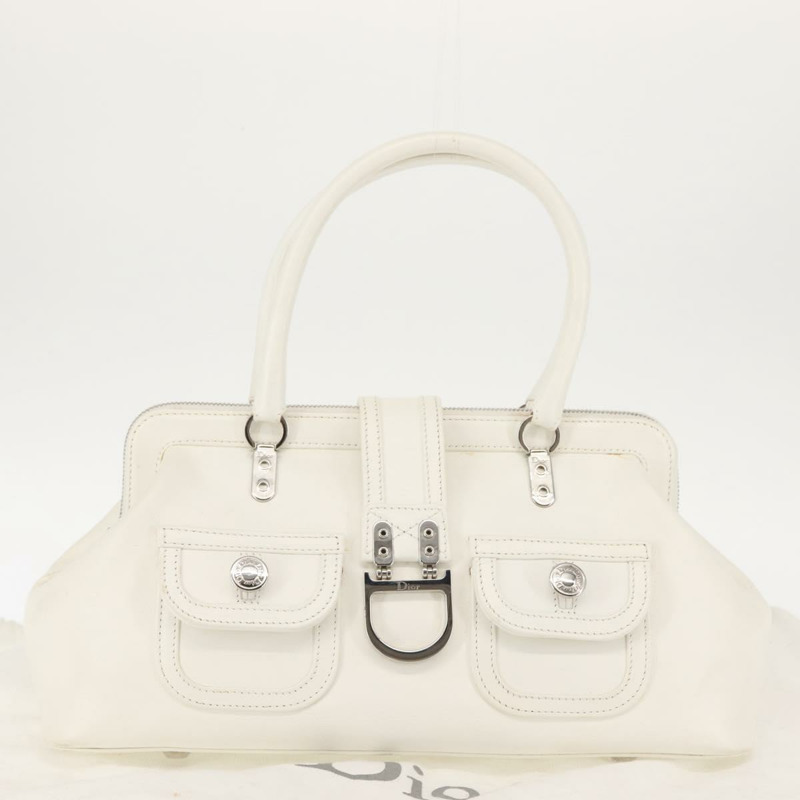 【日本直送】Christian Dior 手提包 皮革 白色 銀色 正品 144303-24