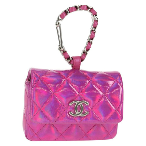 CHANEL Matelasse 手提包 漆皮 粉紅色 銀色 CC 正品 144306A