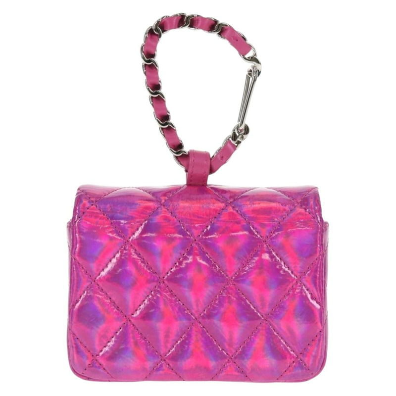 【日本直送】CHANEL Matelasse 手提包 漆皮 粉紅色 銀色 CC 正品 144306A-1