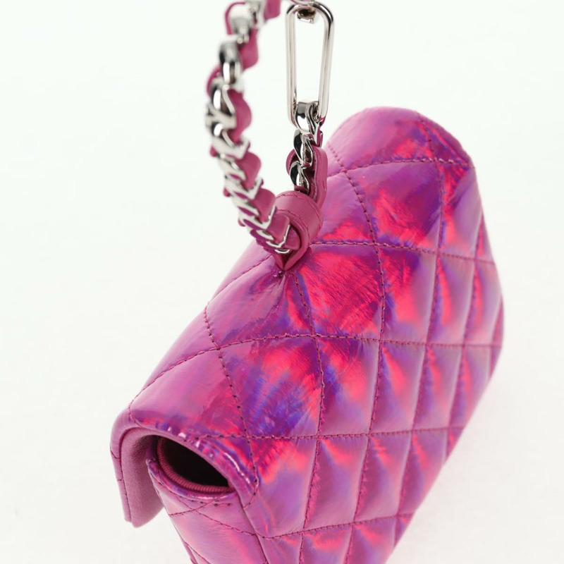 【日本直送】CHANEL Matelasse 手提包 漆皮 粉紅色 銀色 CC 正品 144306A-5