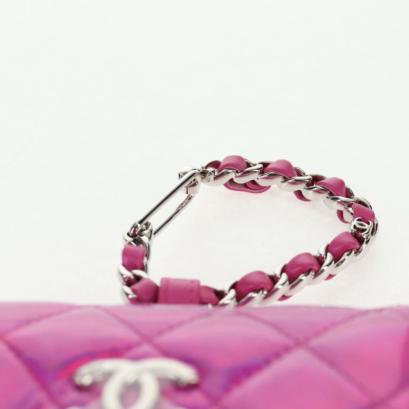 【日本直送】CHANEL Matelasse 手提包 漆皮 粉紅色 銀色 CC 正品 144306A-7