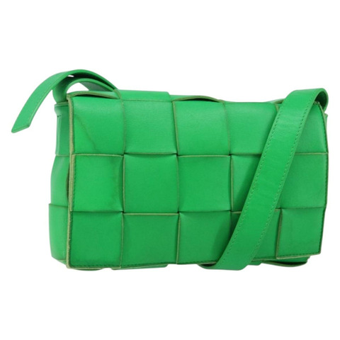 BOTTEGA VENETA Cassette 單肩包 皮革 綠色 正品 144383