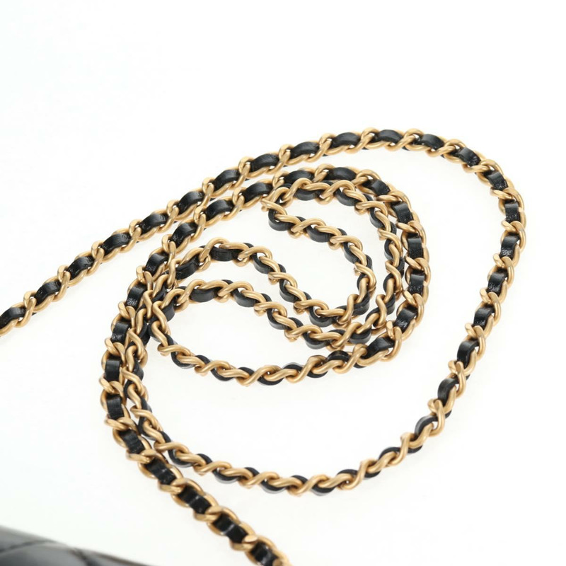 【日本直送】香奈兒 (CHANEL) Matelasse Chain 迷你單肩包,小牛皮材質,黑色,金色雙C標誌,貨號 142563M-7