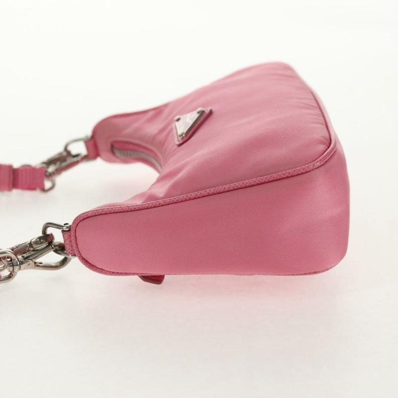 【日本直送】PRADA 尼龍粉紅銀色單肩包 正品 144876M-2