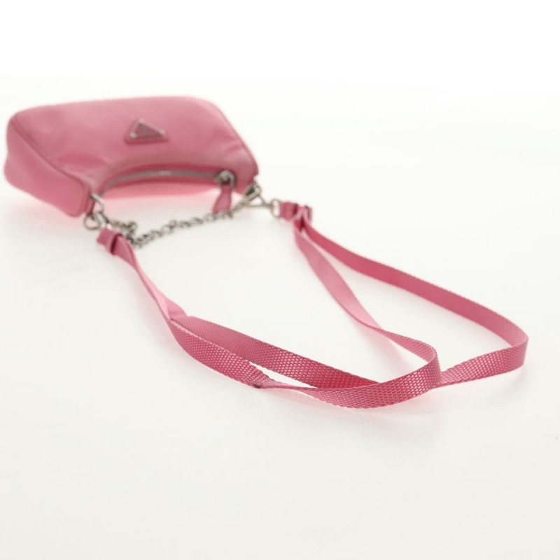 【日本直送】PRADA 尼龍粉紅銀色單肩包 正品 144876M-7