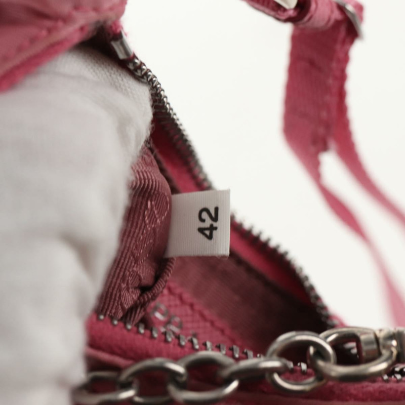 【日本直送】PRADA 尼龍粉紅銀色單肩包 正品 144876M-10