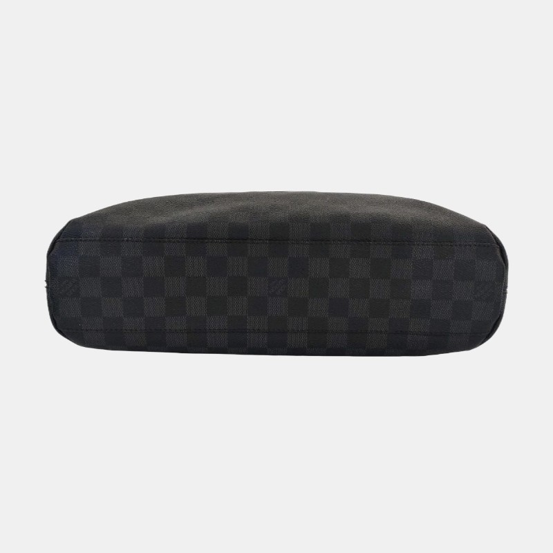 LOUIS VUITTON 灰色塗層帆布棋盤格 斜背包 肩背包 銀色五金可拆卸肩帶-5