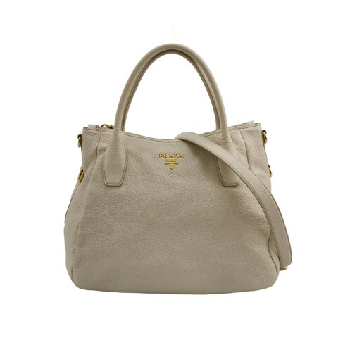 Prada 牛皮白色 字母Logo 肩背包 手提包