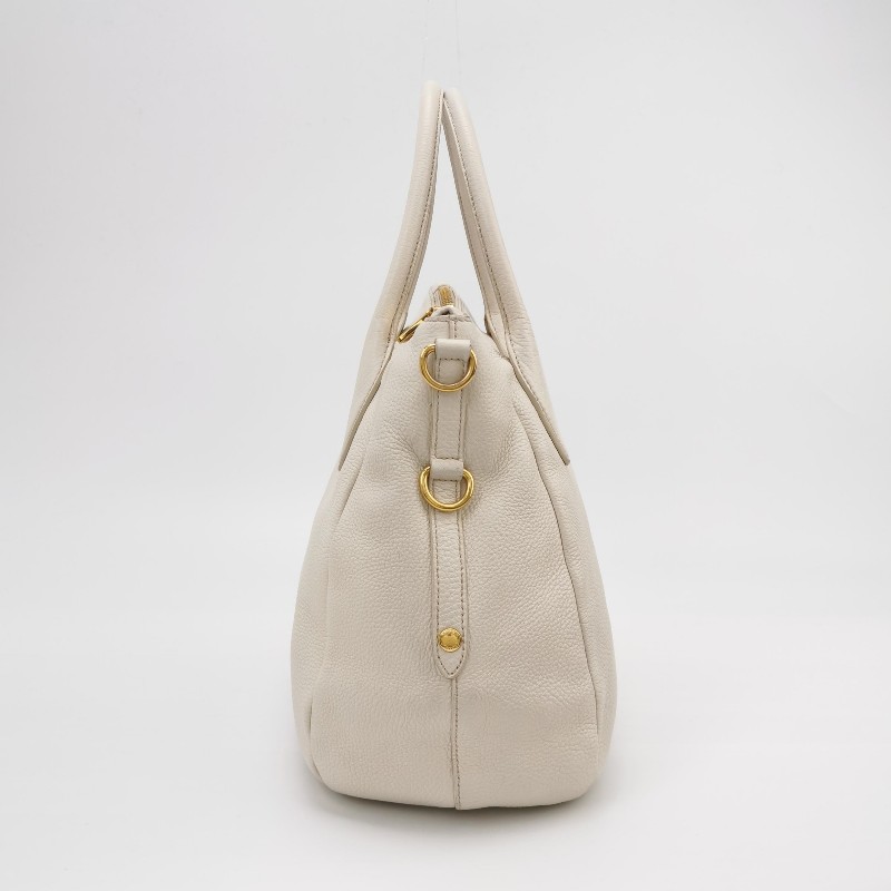 Prada 牛皮白色 字母Logo 肩背包 手提包-3
