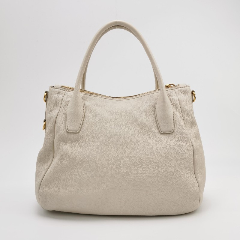 Prada 牛皮白色 字母Logo 肩背包 手提包-4