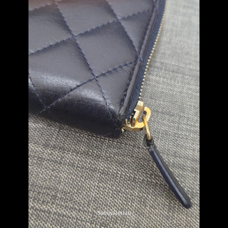 香奈兒 Chanel 深藍金釦 2.55 長夾 拉鍊長夾 發財長夾-20