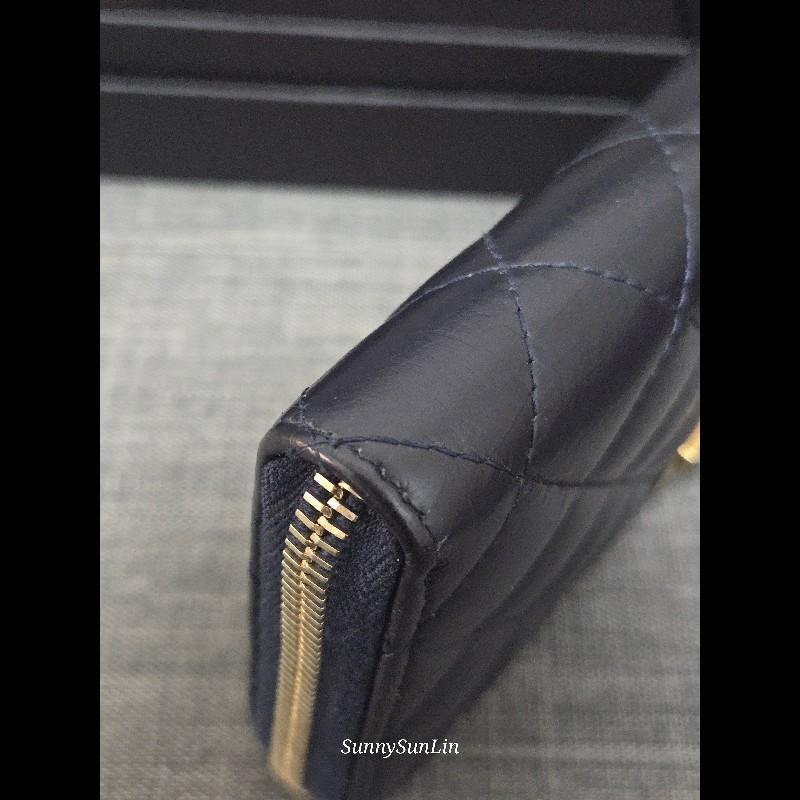 香奈兒 Chanel 深藍金釦 2.55 長夾 拉鍊長夾 發財長夾-22