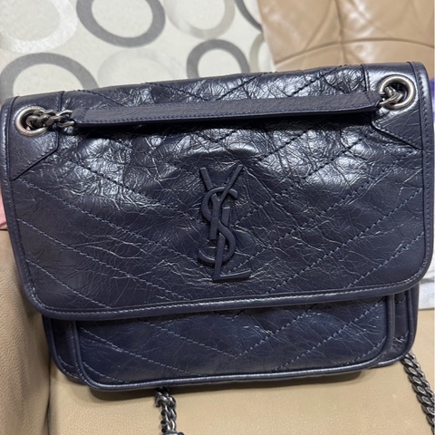 YSL Niki包 深藍色 舊款無D釦 中號