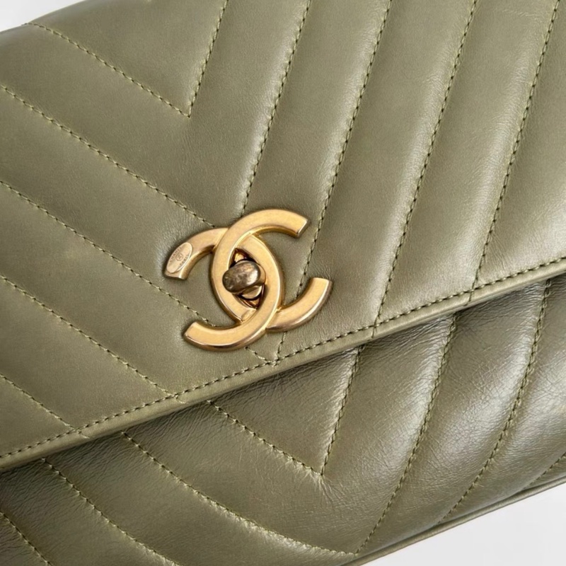 Chanel Chevron Quilted Medium Coco Handle Bag With Lizard Top Handle-1