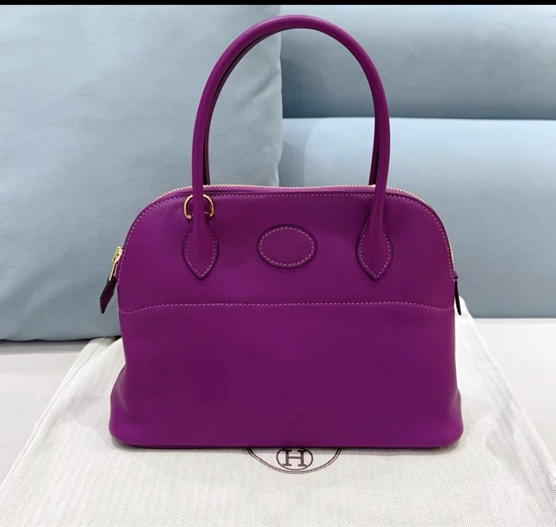 有購證 98新 🩷Hermes 愛馬仕 bolide 27 保齡球包 p9海葵紫金扣 D刻 swift皮-1