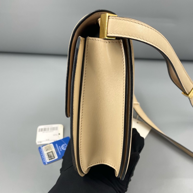 Celine box中號豆腐包奶茶色光面皮 斜背包肩背包-4