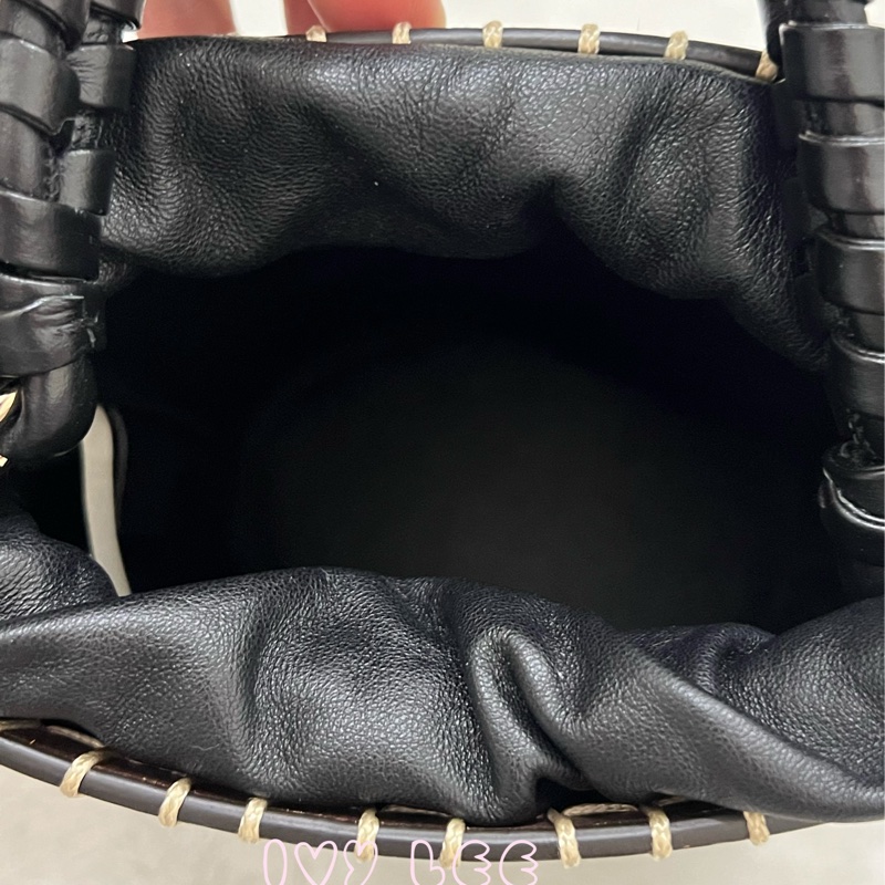 Chloe LOUELA 迷你背包,單肩包 斜背包 水桶包 縫製皮革 深棕黑 正品 二手精品-3