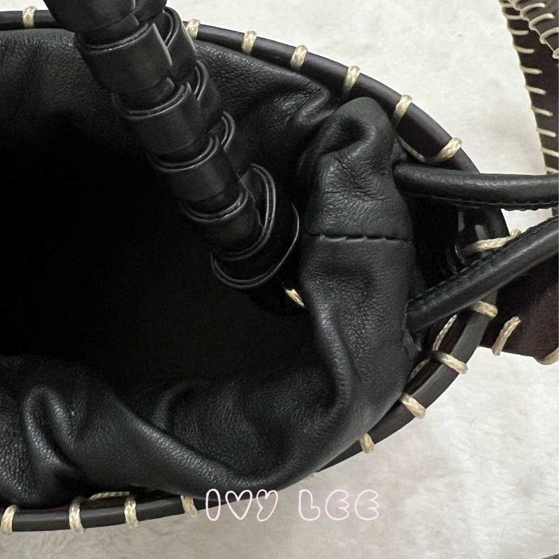 Chloe LOUELA 迷你背包,單肩包 斜背包 水桶包 縫製皮革 深棕黑 正品 二手精品-4