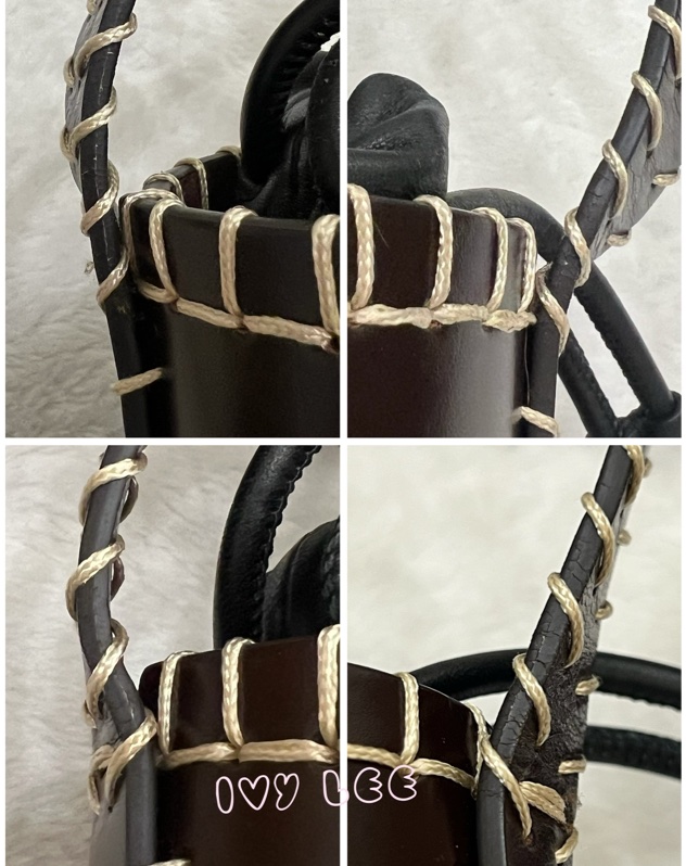 Chloe LOUELA 迷你背包,單肩包 斜背包 水桶包 縫製皮革 深棕黑 正品 二手精品-5