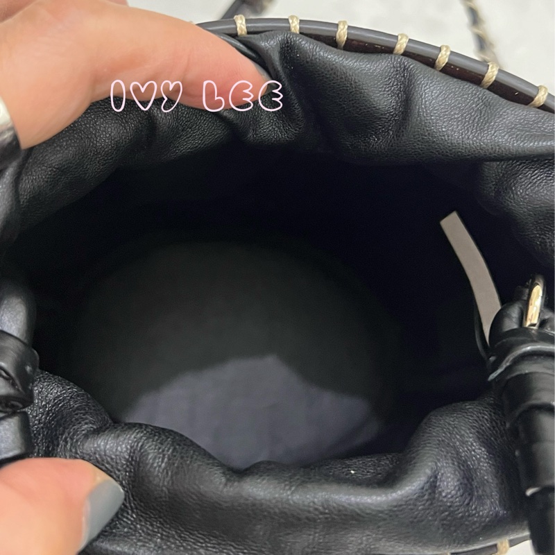 Chloe LOUELA 迷你背包,單肩包 斜背包 水桶包 縫製皮革 深棕黑 正品 二手精品-11