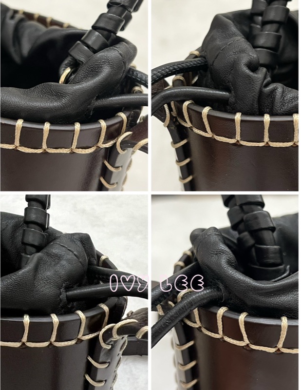 Chloe LOUELA 迷你背包,單肩包 斜背包 水桶包 縫製皮革 深棕黑 正品 二手精品-15