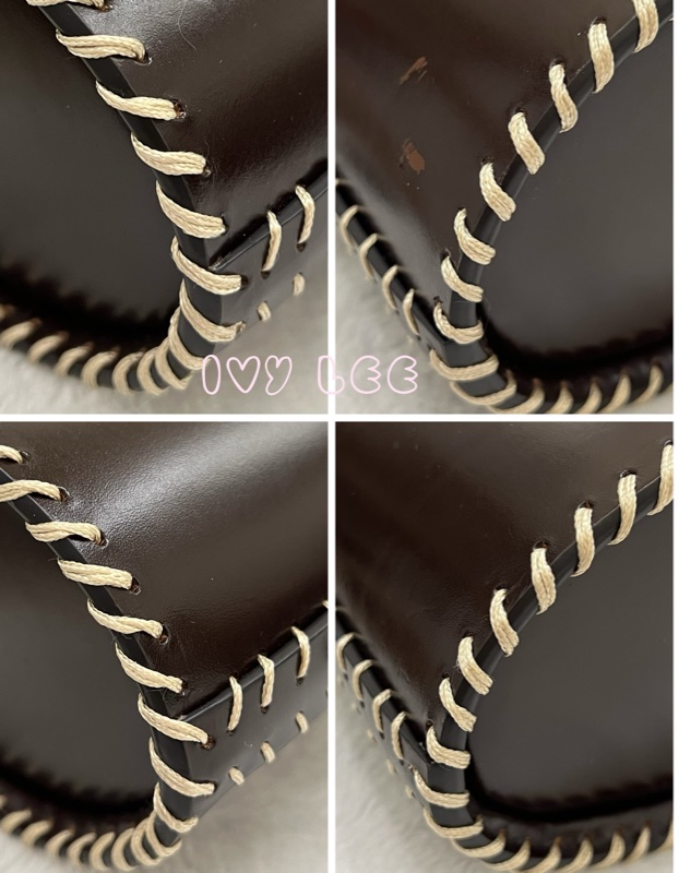 Chloe LOUELA 迷你背包,單肩包 斜背包 水桶包 縫製皮革 深棕黑 正品 二手精品-16