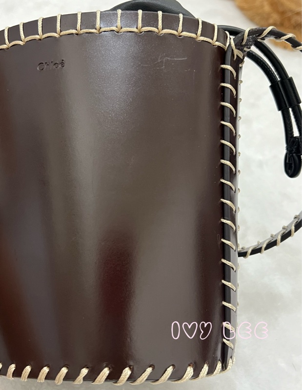 Chloe LOUELA 迷你背包,單肩包 斜背包 水桶包 縫製皮革 深棕黑 正品 二手精品-20