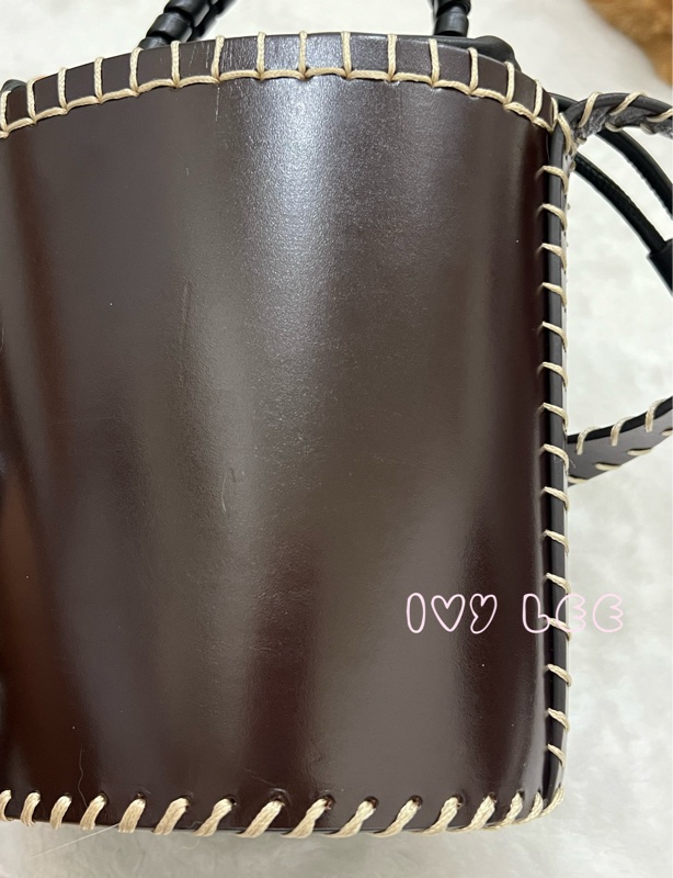 Chloe LOUELA 迷你背包,單肩包 斜背包 水桶包 縫製皮革 深棕黑 正品 二手精品-22