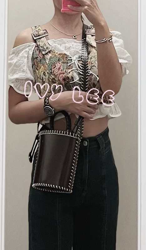 Chloe LOUELA 迷你背包,單肩包 斜背包 水桶包 縫製皮革 深棕黑 正品 二手精品-25