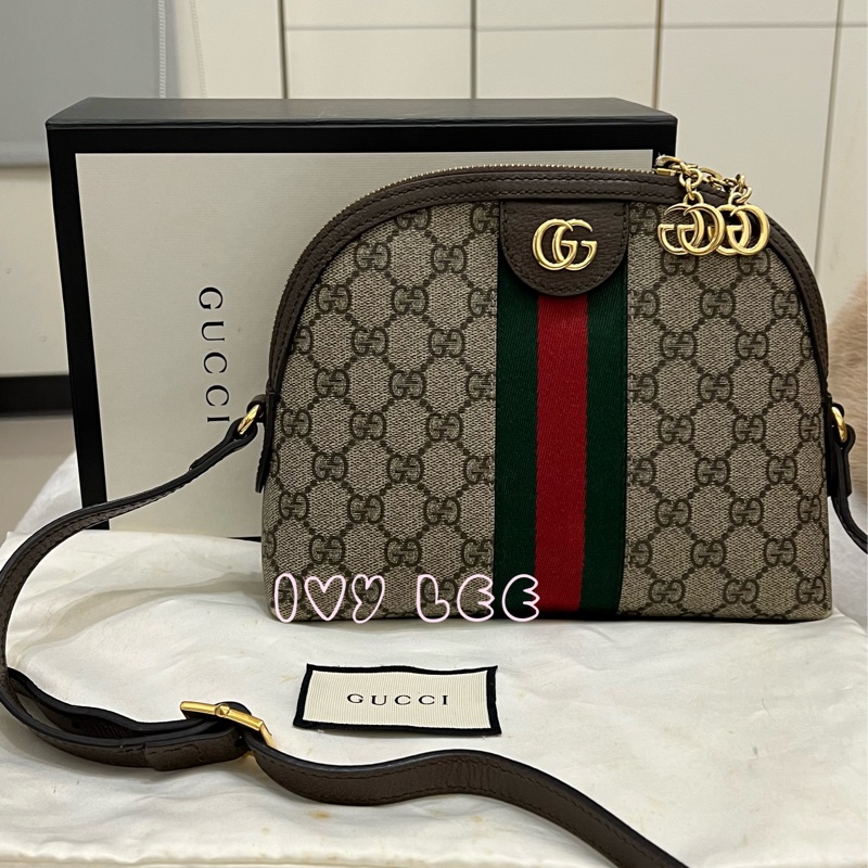 GUCCI 古馳 499621  經典Ophidia系列GG帆布印花拉鍊側肩包 斜背包 貝殼包 正品 二手精品-0