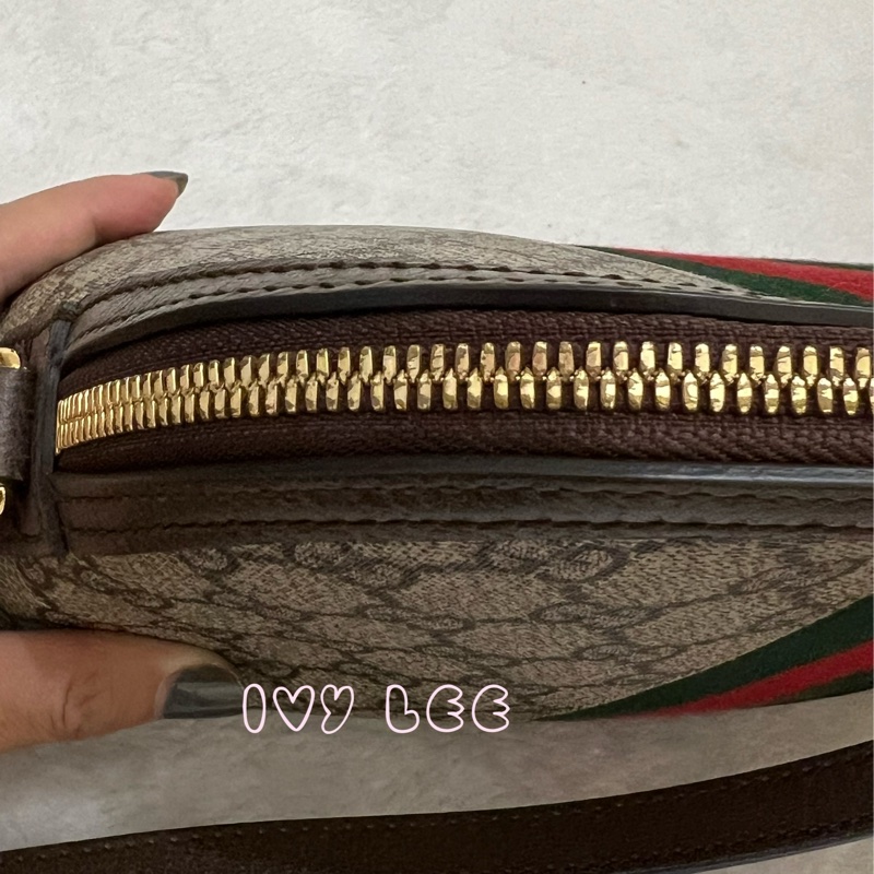 GUCCI 古馳 499621  經典Ophidia系列GG帆布印花拉鍊側肩包 斜背包 貝殼包 正品 二手精品-6