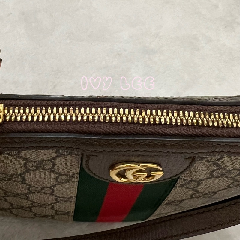 GUCCI 古馳 499621  經典Ophidia系列GG帆布印花拉鍊側肩包 斜背包 貝殼包 正品 二手精品-7
