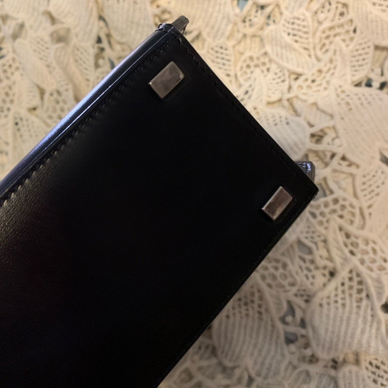 Celine黑銀Kelly 星球 皮革手提包 單肩背包 絕版中古包-9