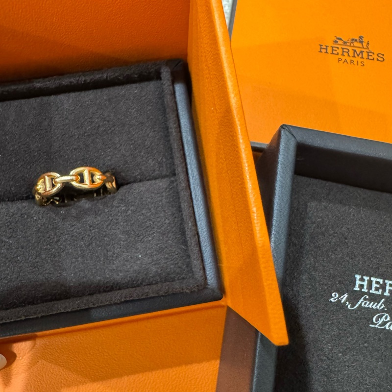 Hermes 18K玫瑰金豬鼻子戒指 💍 52號 全配有購證-1