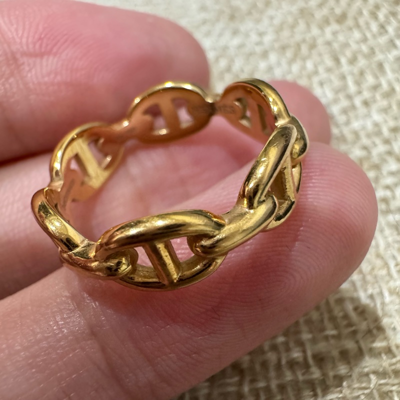 Hermes 18K玫瑰金豬鼻子戒指 💍 52號 全配有購證-9