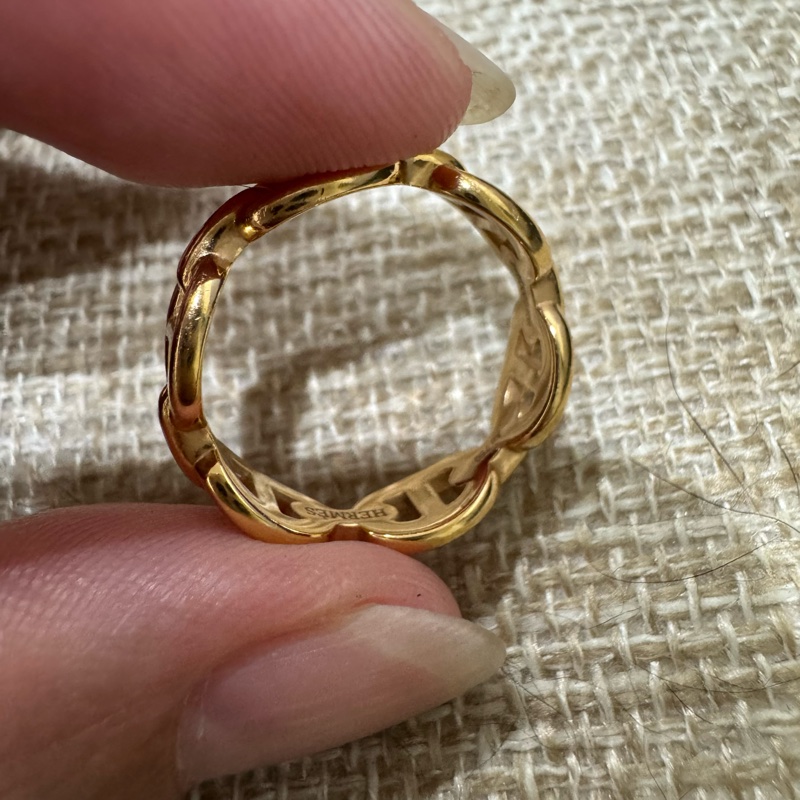 Hermes 18K玫瑰金豬鼻子戒指 💍 52號 全配有購證-11