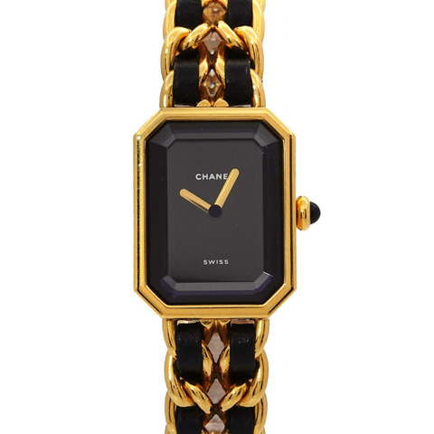 CHANEL Premiere 女士腕錶，L 碼，H0001，黑色和金色，石英機芯