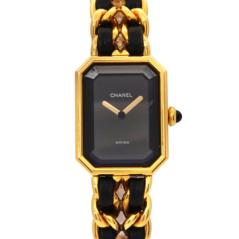 CHANEL Premiere 女士腕錶，M 碼，H0001，黑色和金色，石英機芯