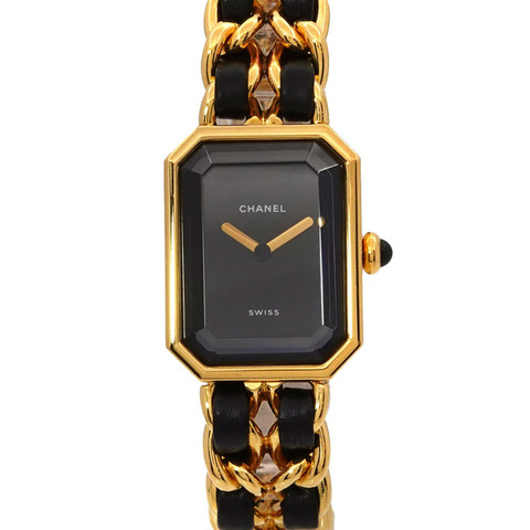 CHANEL Premiere 女士腕錶，M 碼，H0001，黑色和金色，石英機芯