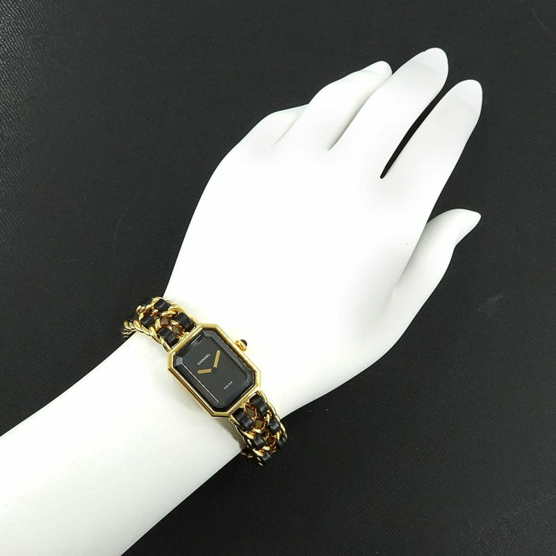 CHANEL Premiere 女士腕錶，M 碼，H0001，黑色和金色，石英機芯-2