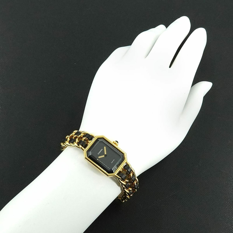 CHANEL Premiere 女士手錶，S 碼，H0001，黑色和金色，石英機芯-2