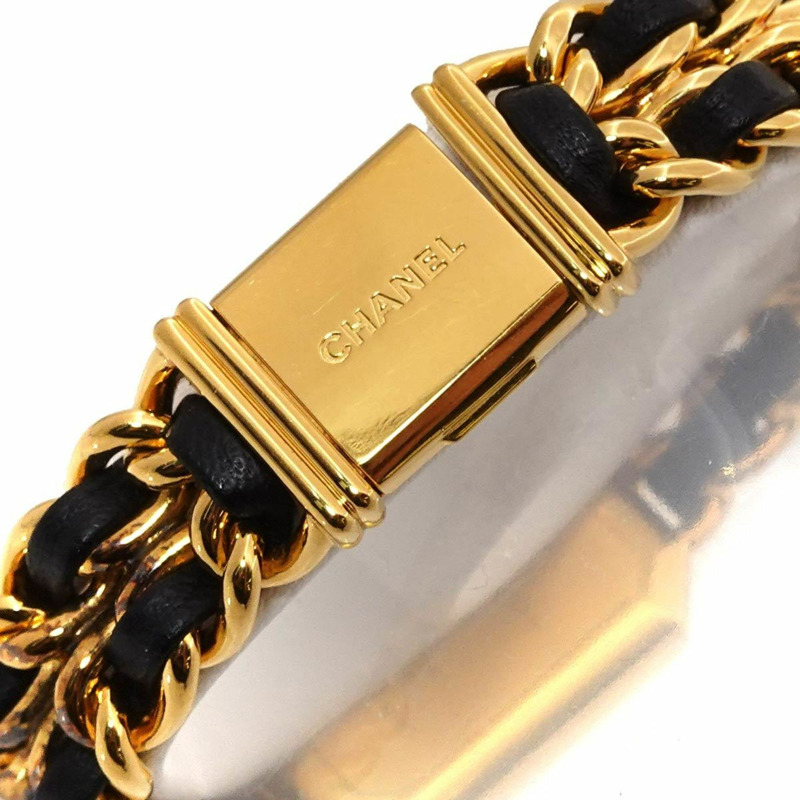 CHANEL Premiere 女士手錶，S 碼，H0001，黑色和金色，石英機芯-6