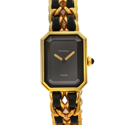 CHANEL Premiere 女士腕錶，M 碼，H0001，黑色和金色，石英機芯