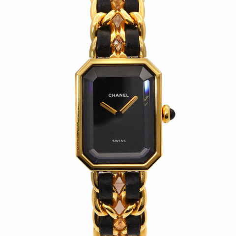 CHANEL Premiere 女士腕錶，M 碼，H0001，黑色和金色，石英機芯
