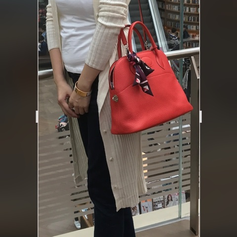 Hermes Bolide 31 銀扣 橘紅  TC 皮